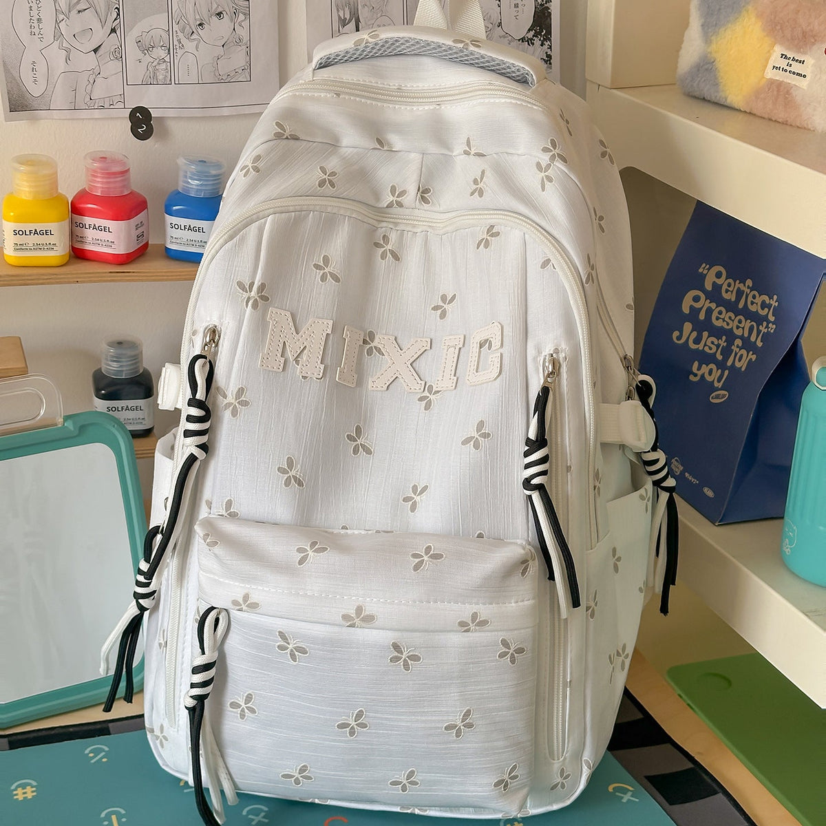Floral Appliqué Stylish Backpack LoungeYard — product view 6