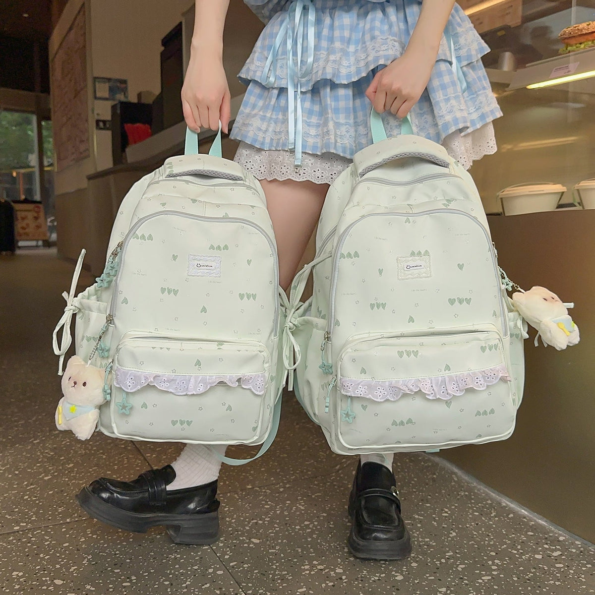 Cute Illustrated Multi-Compartment Backpack LoungeYard — product view 2