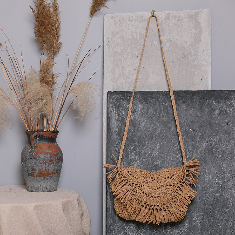 Boho Crossbody Bag Made of Handcrafted Natural Material LoungeYard — product view 3