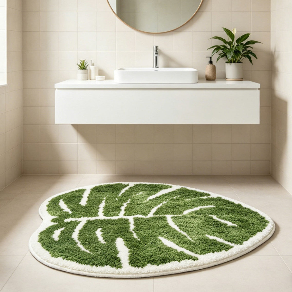 Leaf-Shaped Plush Bath Mat 1789754064 — product view 2