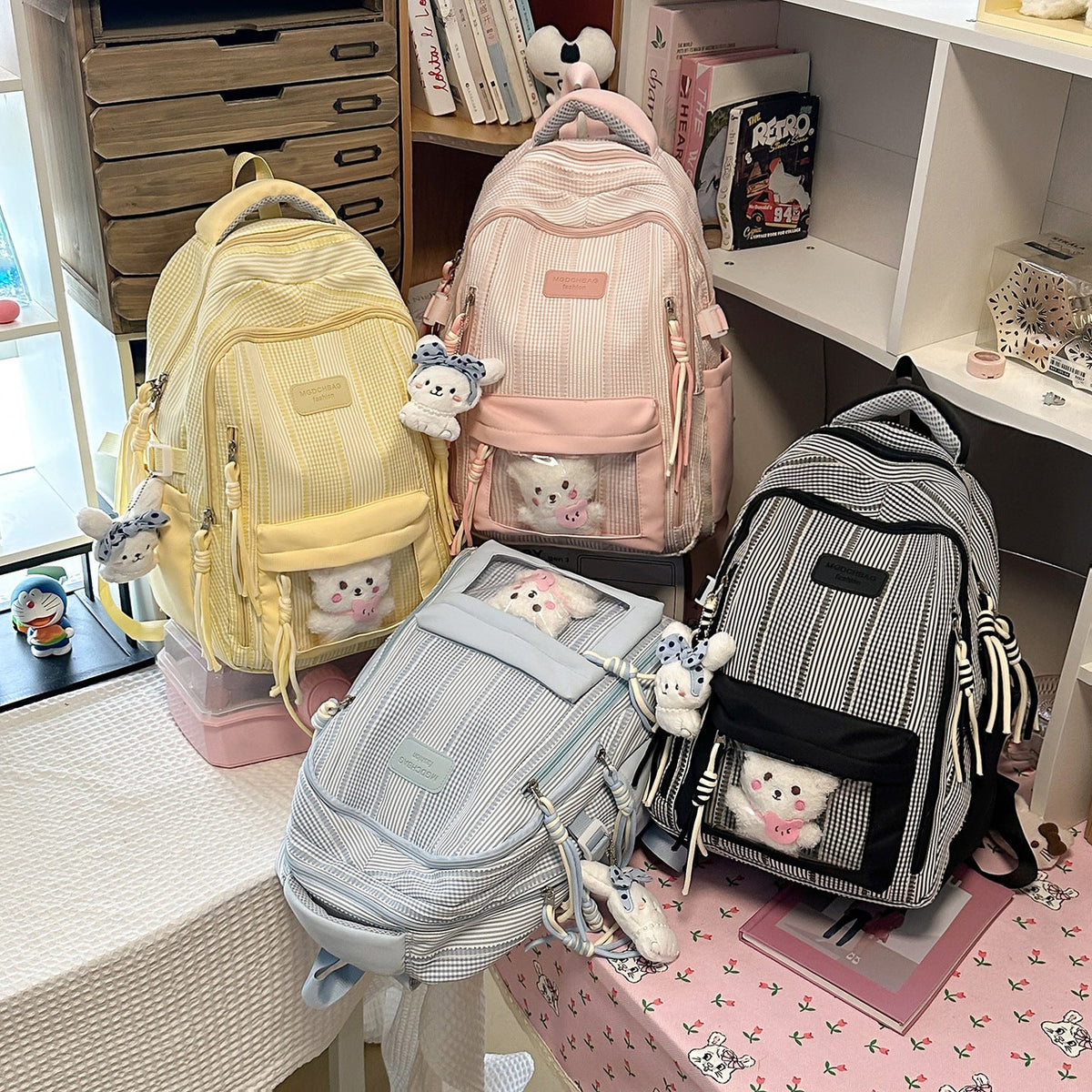 Multi-Functional Textured Backpack with Side Pockets LoungeYard — product view 4