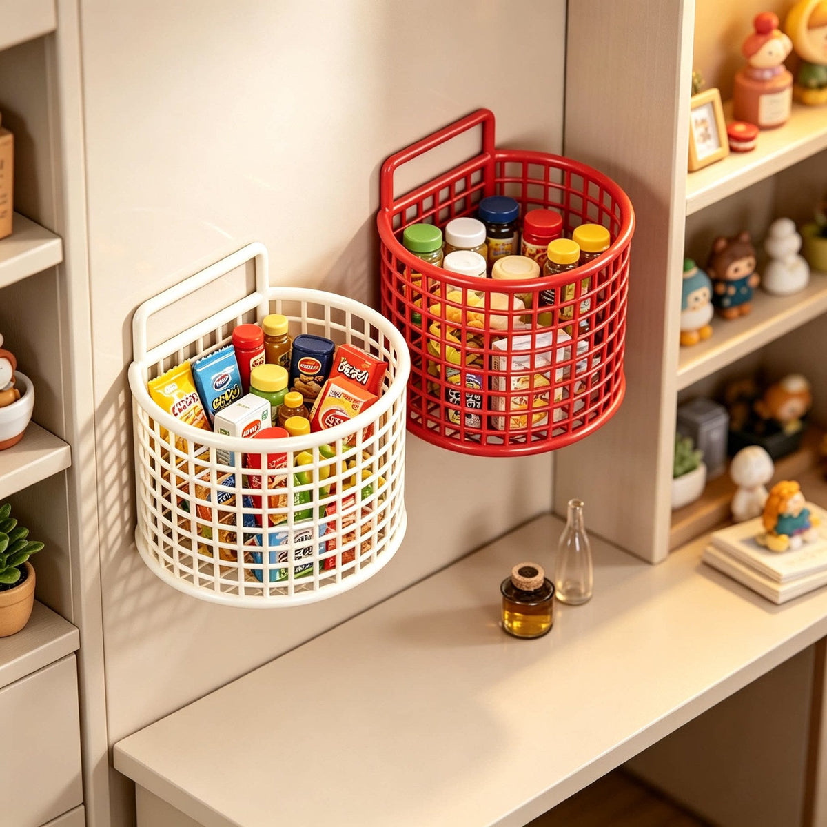 Wall-Mounted Ventilated Plastic Bathroom Organizer Basket for Toiletries and Razors — product view 1