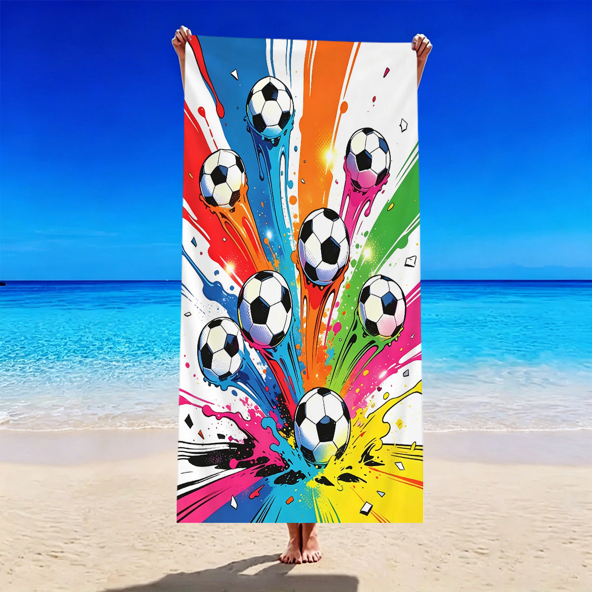 Football-themed beach towel LoungeYard — product view 6