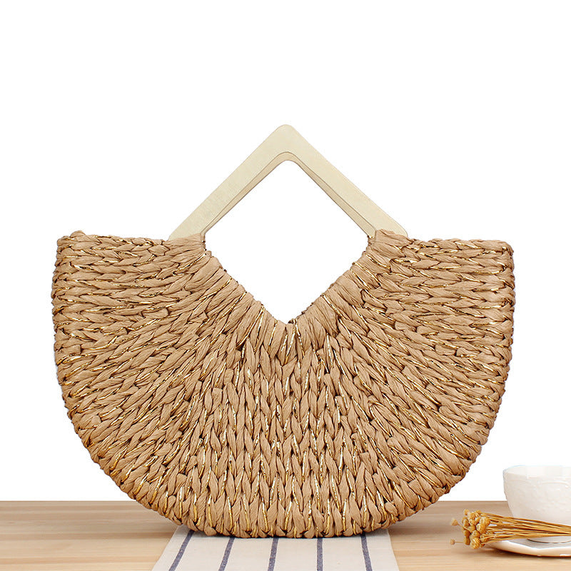 Braided Evening Bag with Elegant Wooden Handle LoungeYard — product view 6