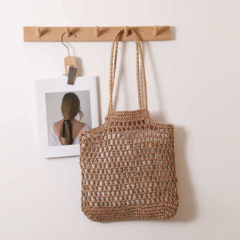 Handmade net tote bag made of natural material LoungeYard — product view 6