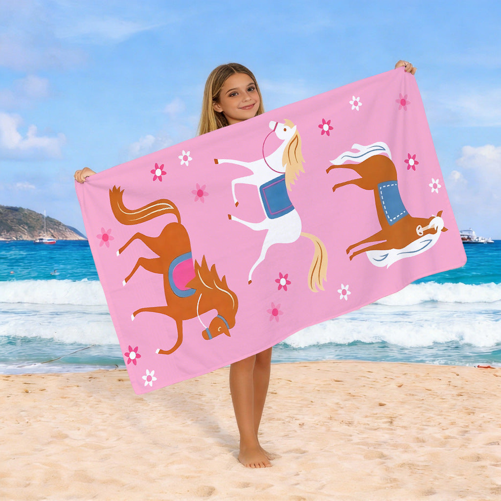 Beach towel with colorful horse motif LoungeYard — product view 4