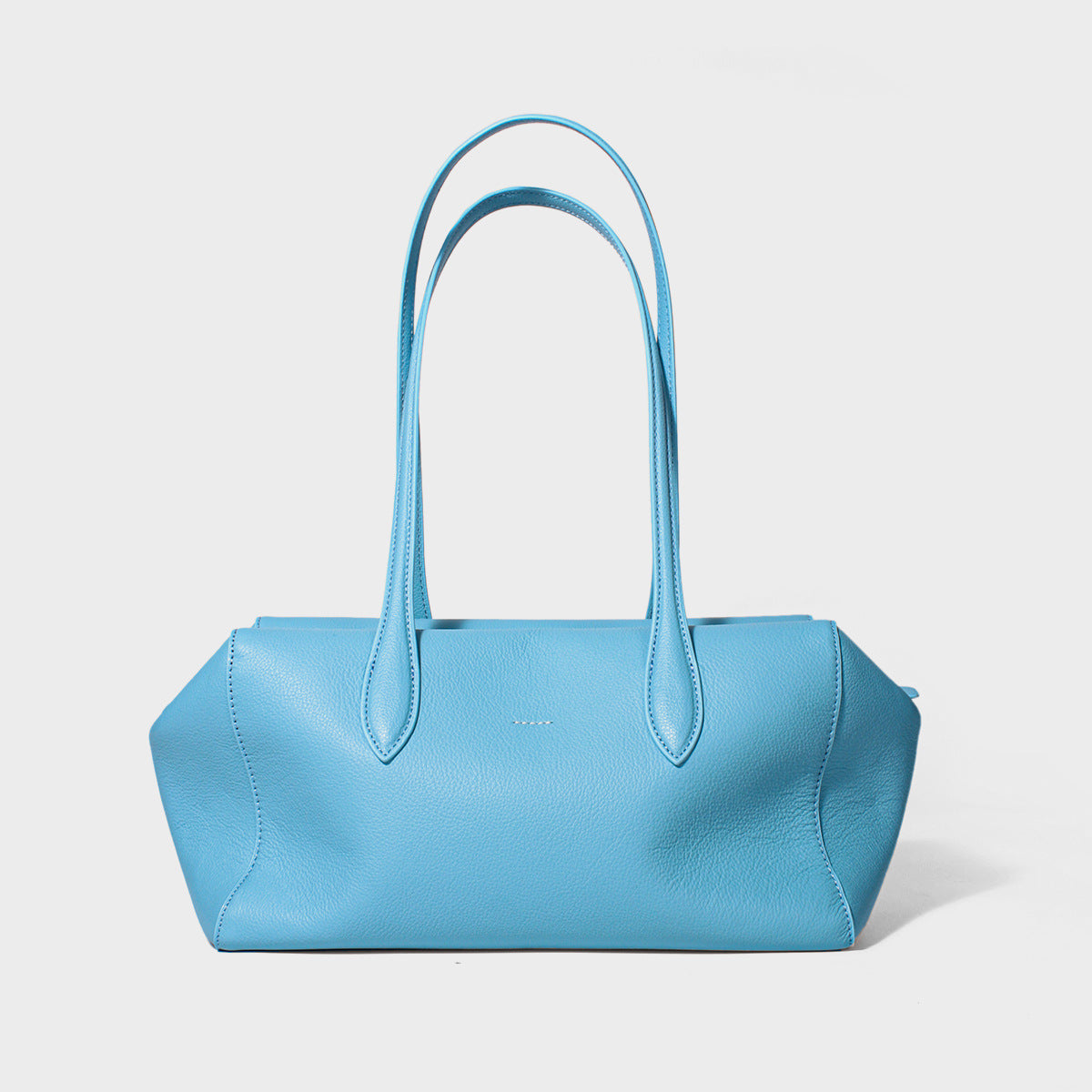 Structured Pebbled Leather Shoulder Tote with Extended Double Handles — product view 1
