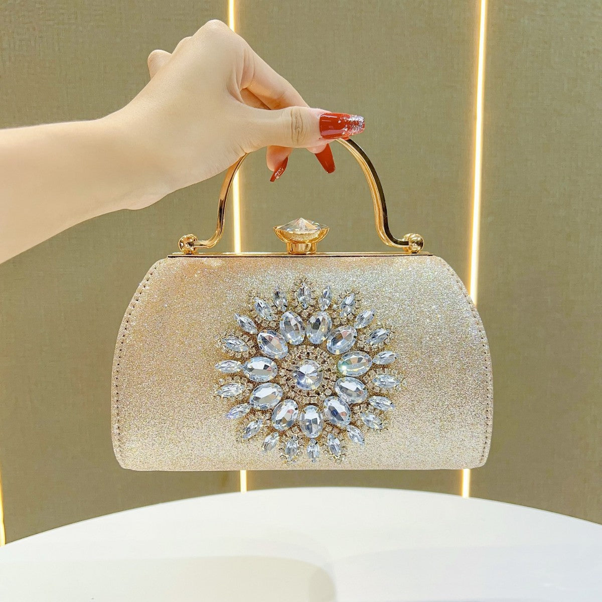 Glittering Floral Embellished Evening Handbag — product view 7