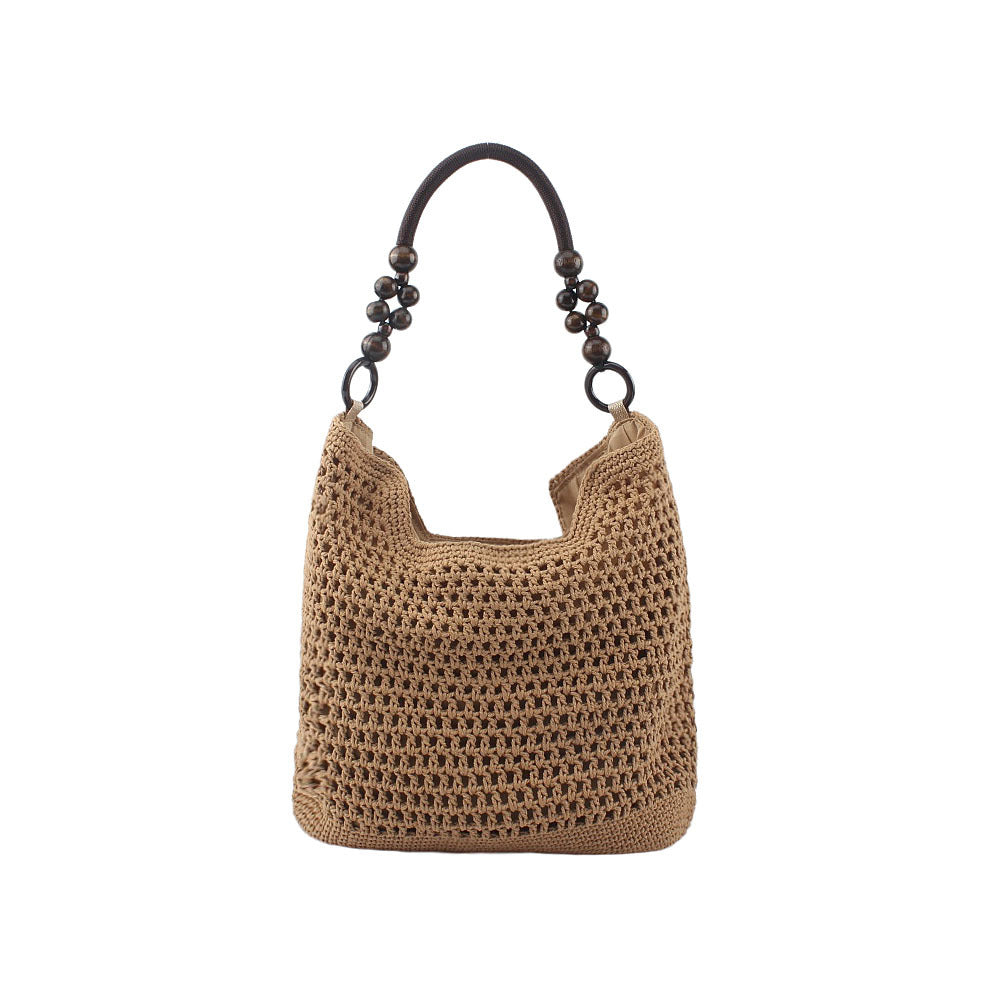 Shoulder bag with ornate wooden handles LoungeYard — product view 2