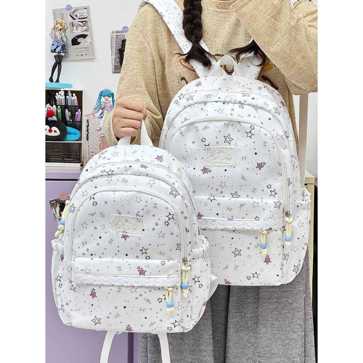 Cartoon-Themed Multi-Pocket Backpack LoungeYard — product view 1