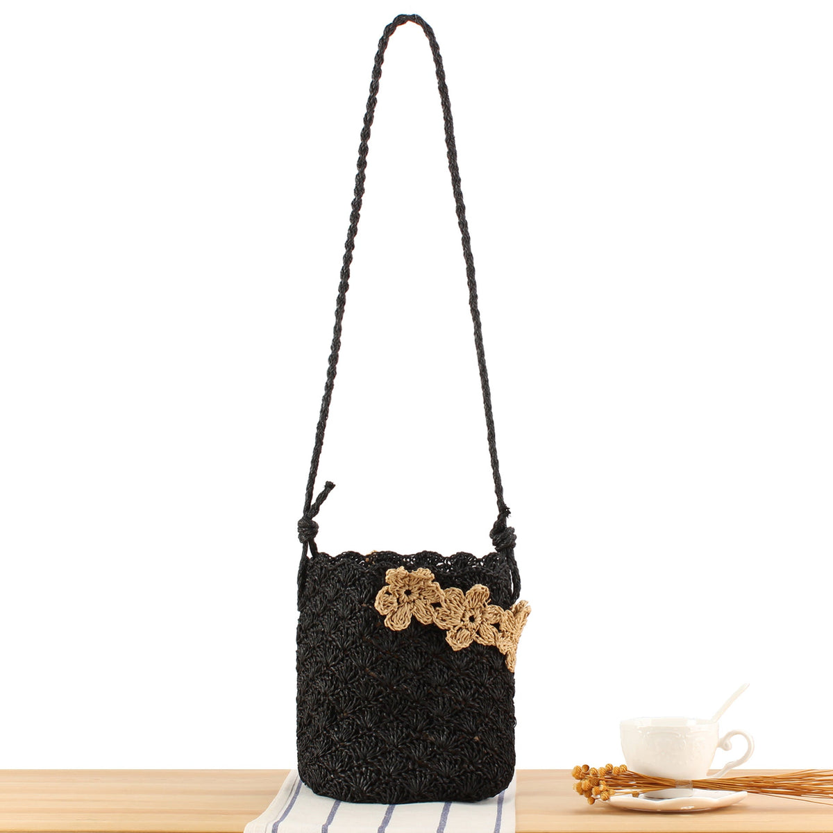 Handmade tote bag with floral accents LoungeYard — product view 1