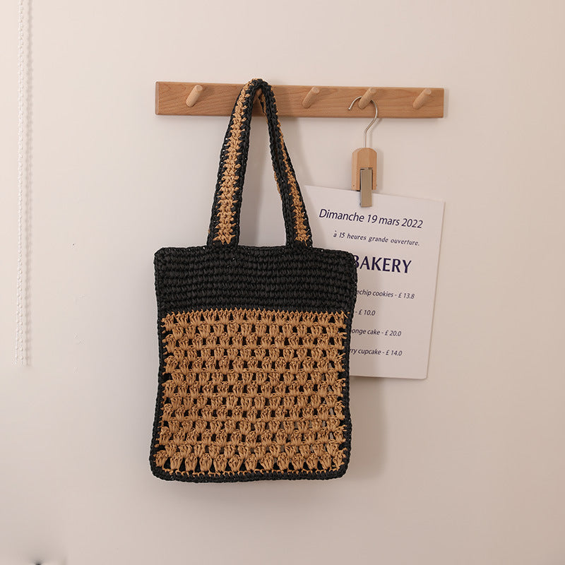 Hand-knotted tote bag in modern net design LoungeYard — product view 3