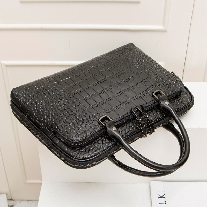 Elegant Laptop Briefcase in Crocodile Look LoungeYard — product view 2