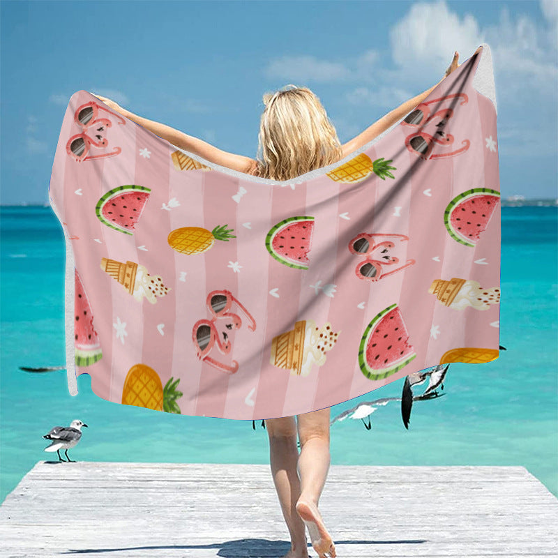 Beach towel with exotic palm pattern and soft microfiber quality LoungeYard — product view 1