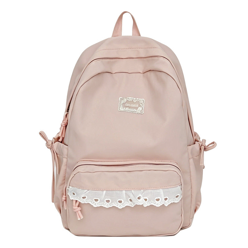 Decorative Lace-Trimmed School Backpack LoungeYard — product view 5
