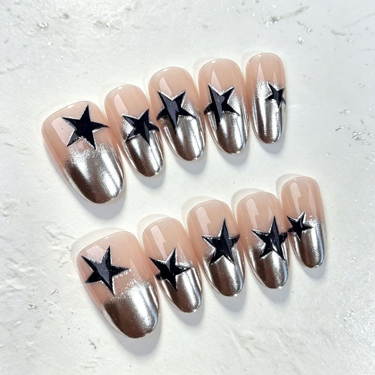 Elegant Star-Pattern Press-On Nail Art — product view 3