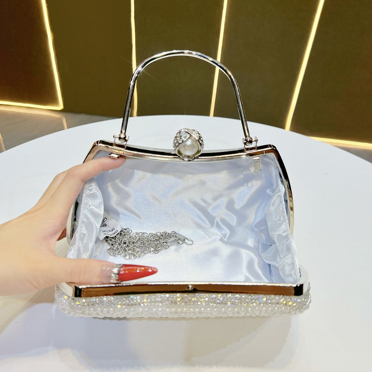 Pearlescent Beaded Evening Clutch — product view 3