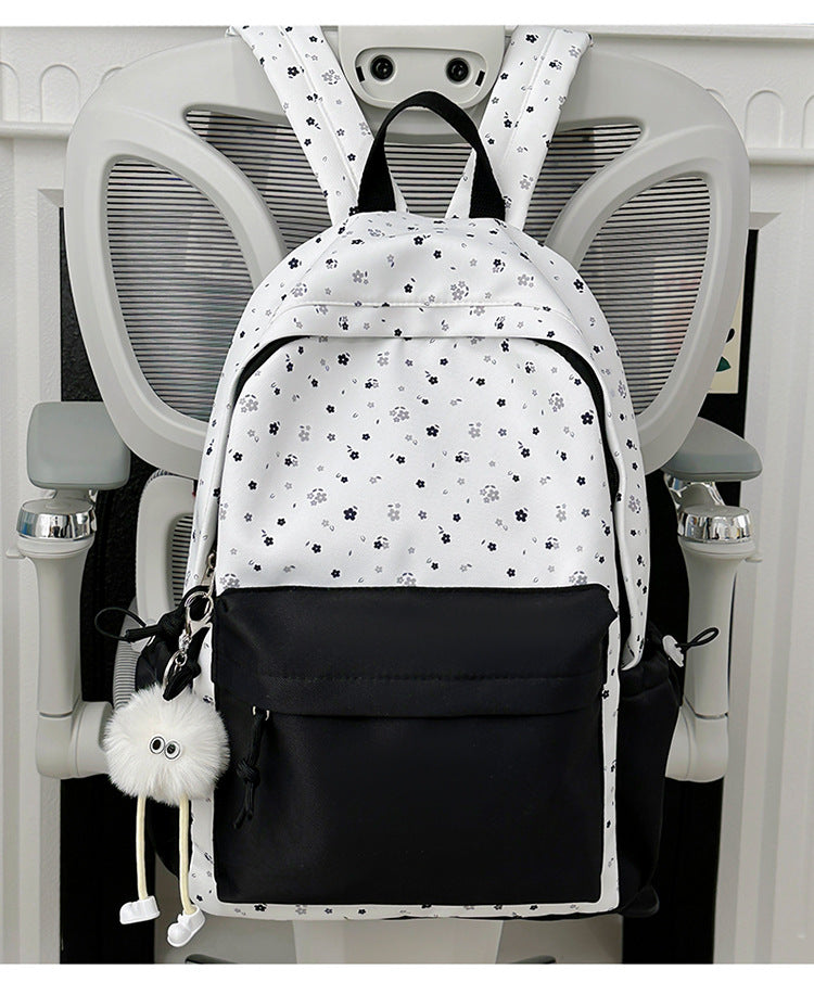 Mini backpack with floral design and practical organizer compartments LoungeYard — product view 7