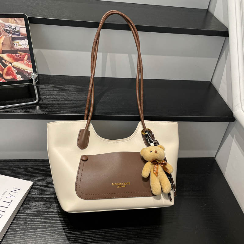 Elegant Tote Handbag with Plush Keychain — product view 1