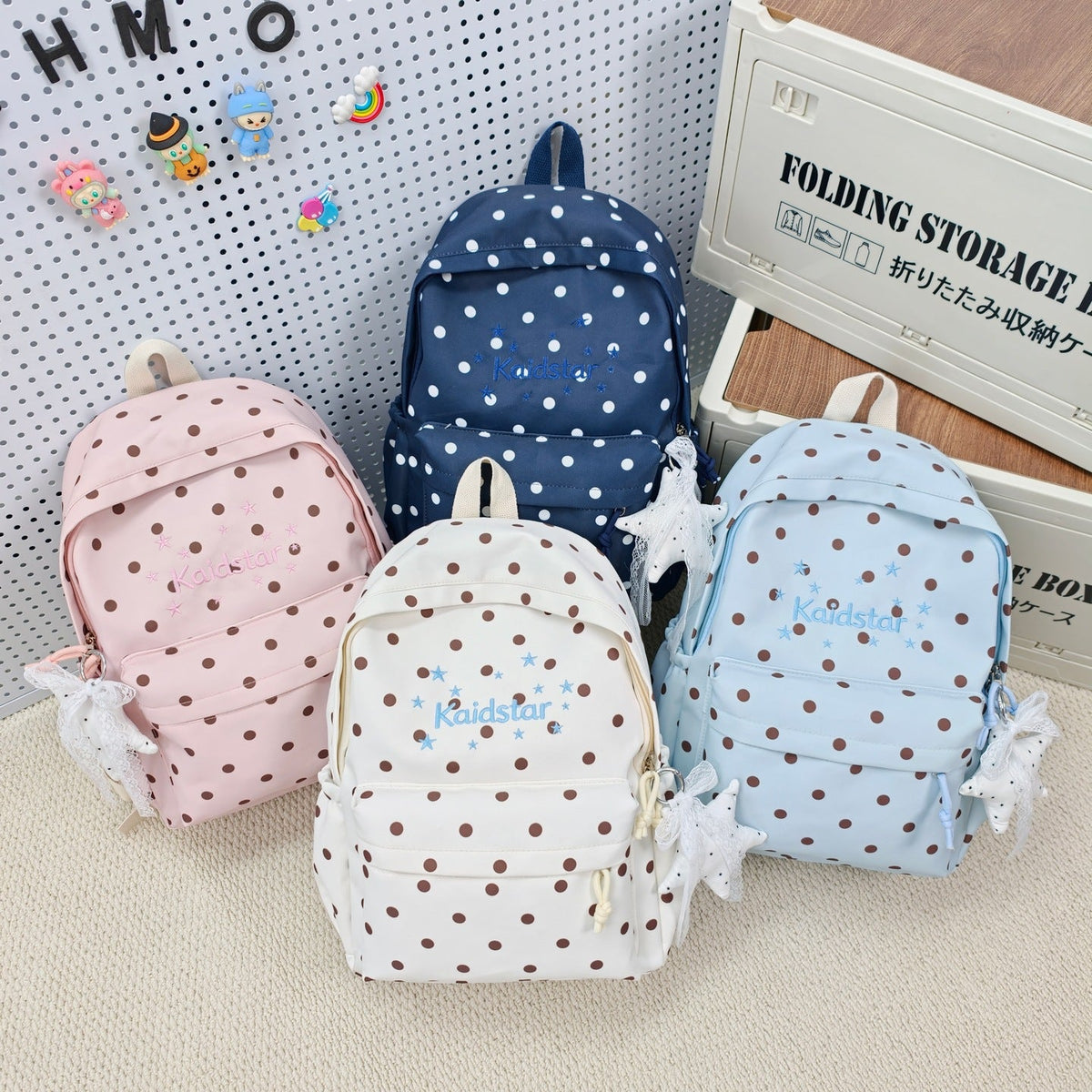 Cute Polka Dot Patterned Backpack LoungeYard — product view 4