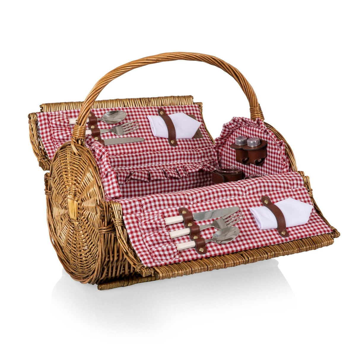 Women's picnic basket with integrated dish set and stylish gingham pattern LoungeYard — product view 5