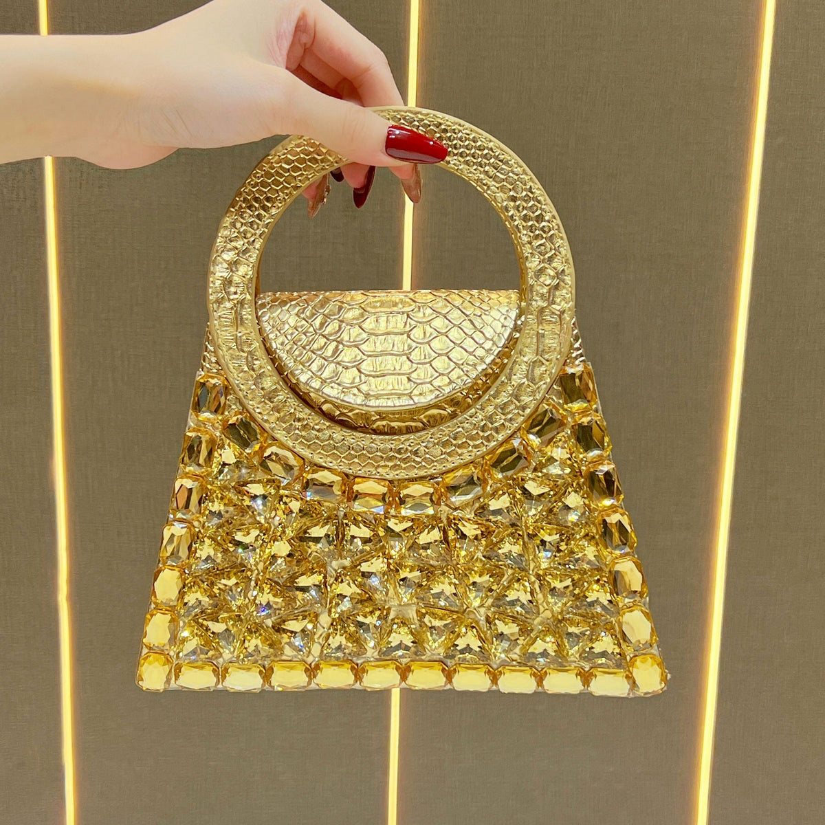 Rhinestone-Studded Handheld Evening Clutch — product view 4