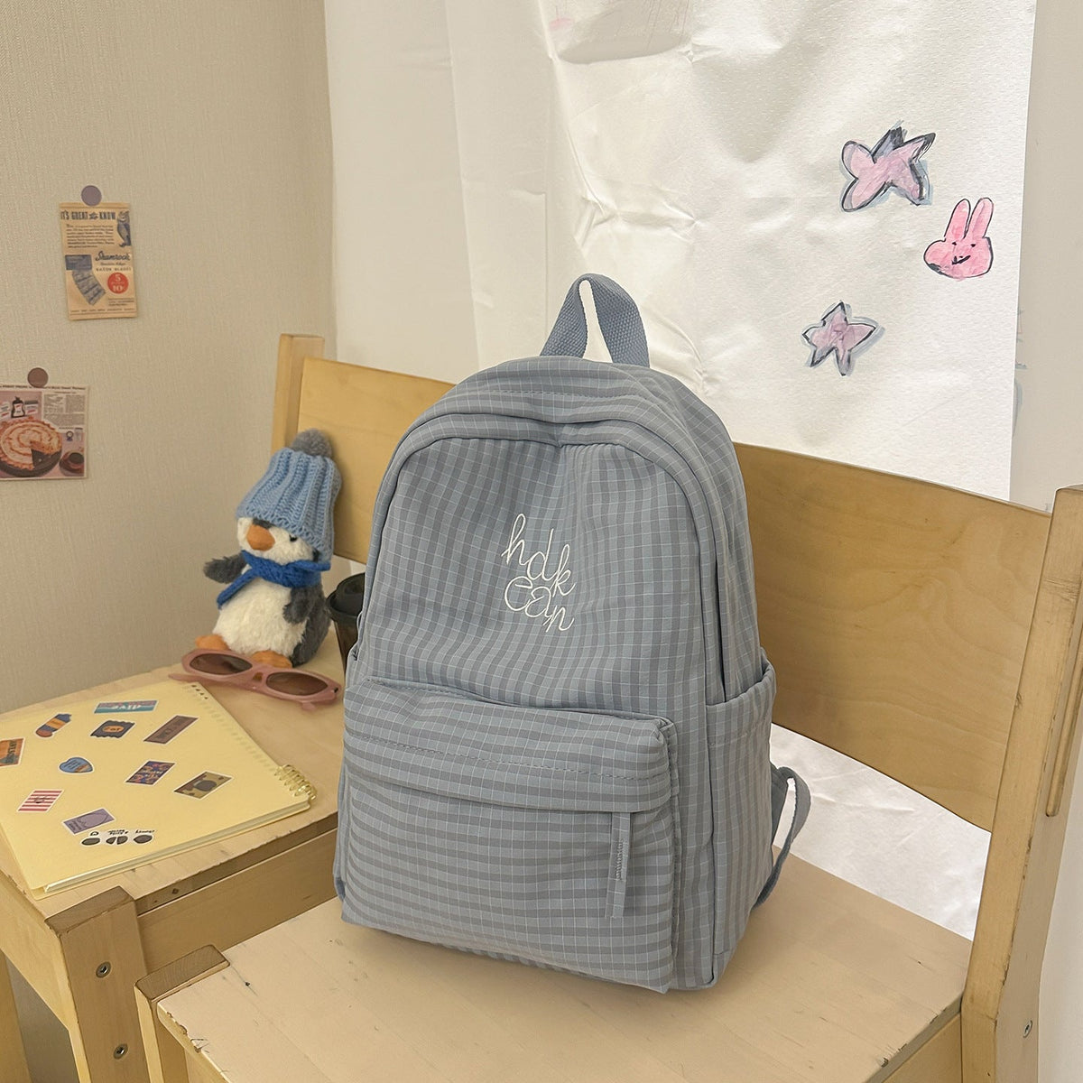 Casual Checked Patterned Backpack LoungeYard — product view 7