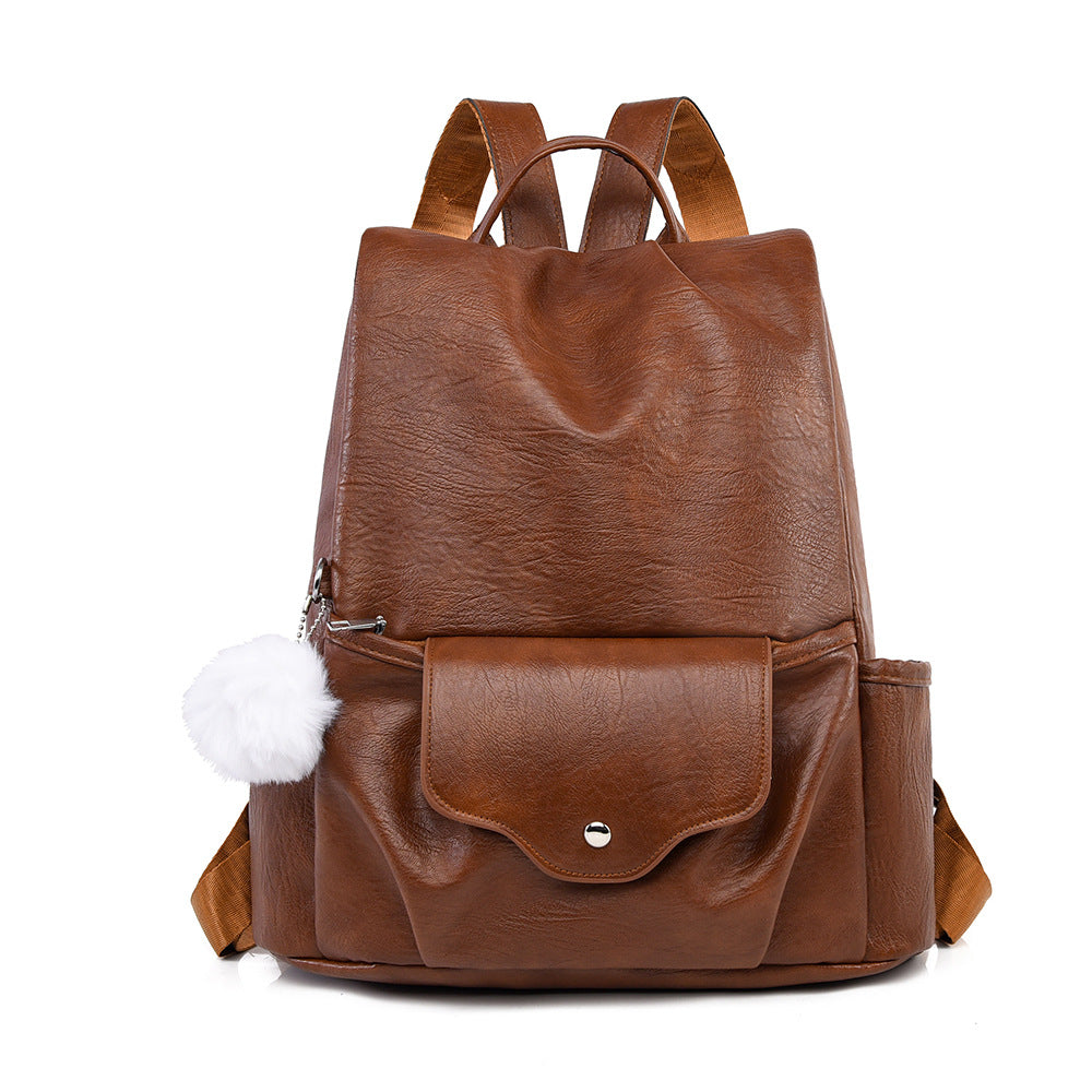 Versatile Casual Faux Leather Backpack — product view 3