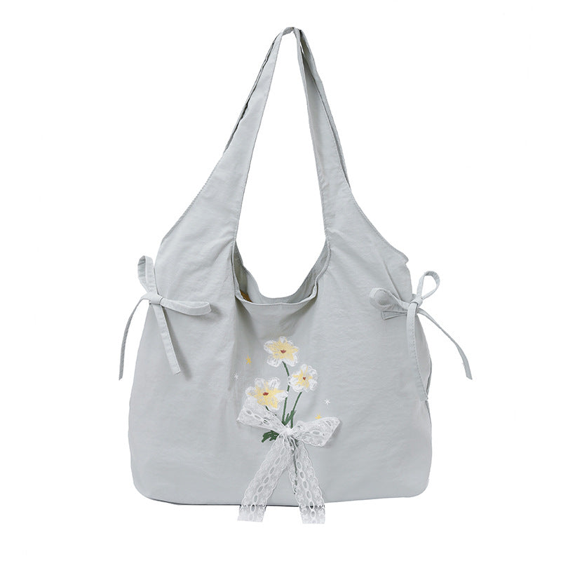 Floral Embroidered Shoulder Tote Bag — product view 4
