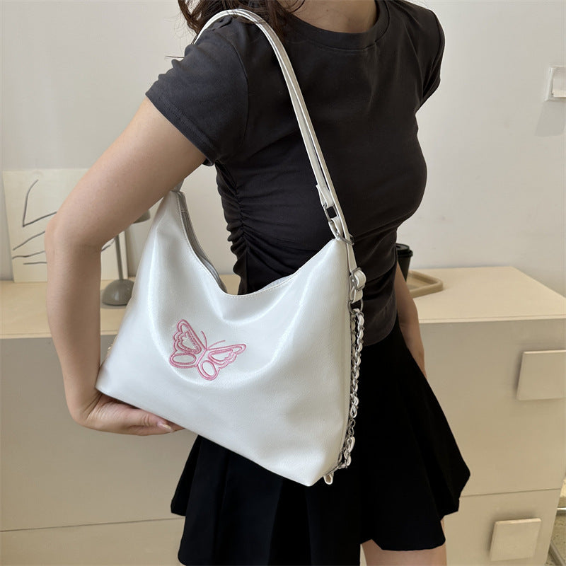 Butterfly-Embroidered Slouchy Handbag — product view 3