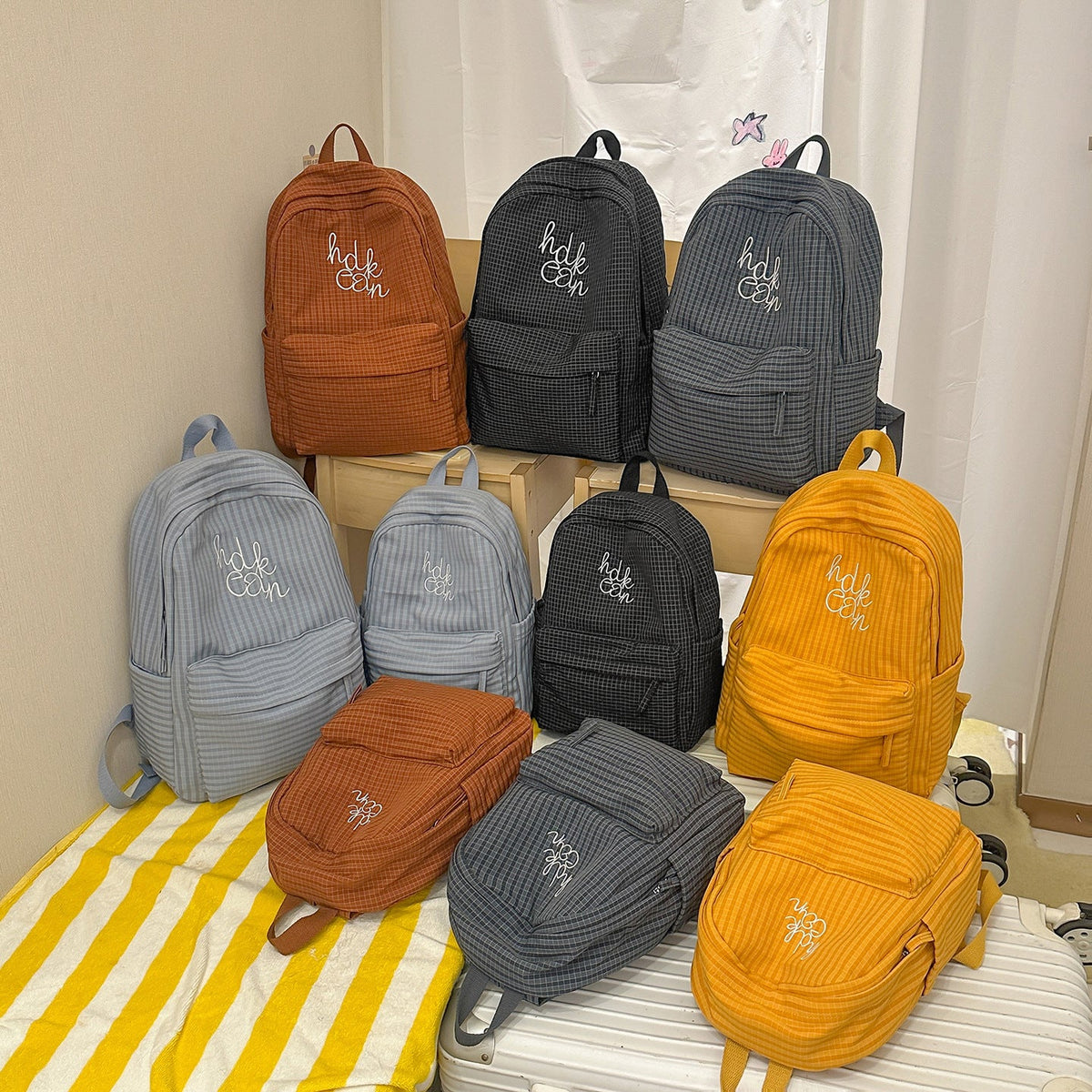 Casual Checked Patterned Backpack LoungeYard — product view 4