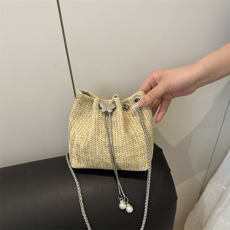 Elegant Woven Drawstring Mini Handbag LoungeYard — product view 3