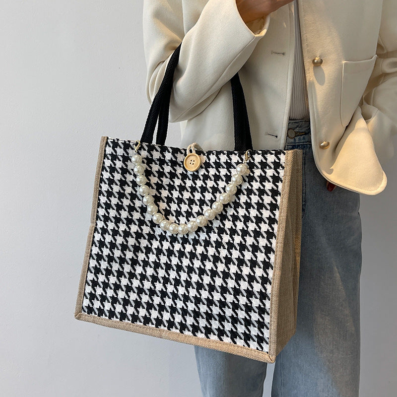 Houndstooth Patterned Tote Bag — product view 6
