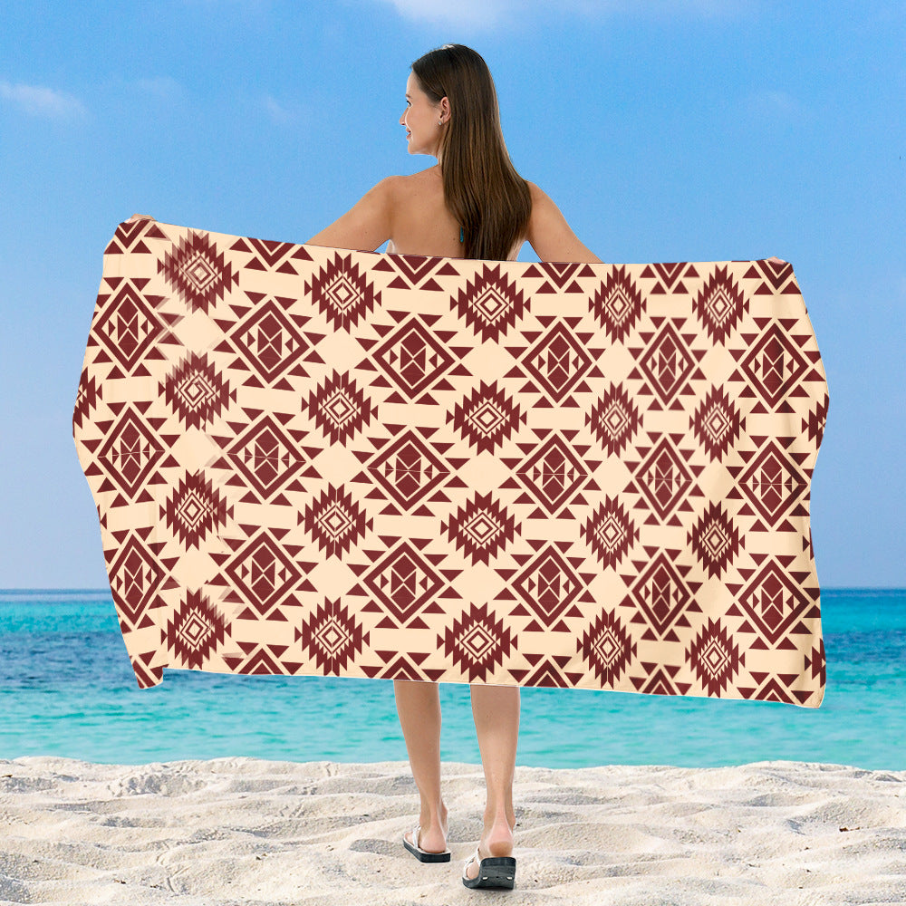 Beach blanket with exclusive geometric tribal design LoungeYard — product view 1