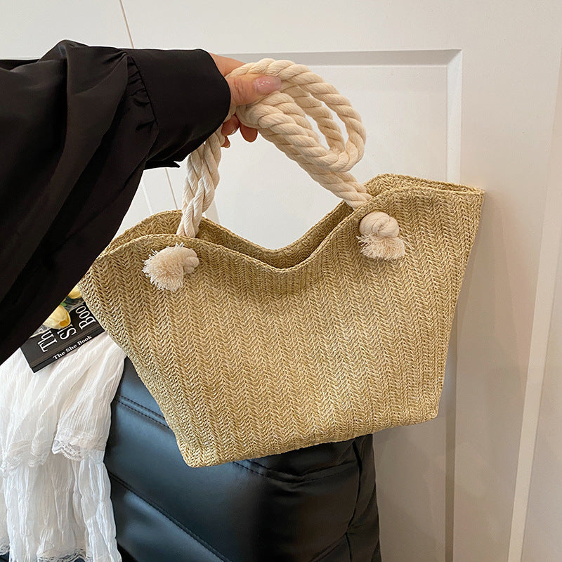 Chic Handwoven Beach Tote Bag LoungeYard — product view 2