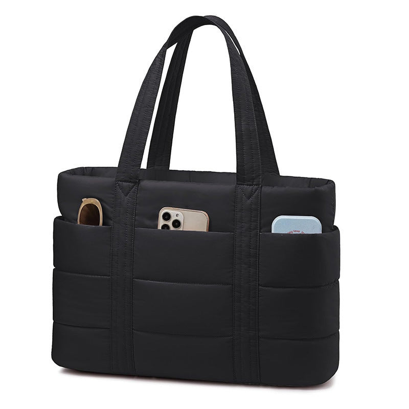 Padded tote bag with practical exterior pockets LoungeYard — product view 1