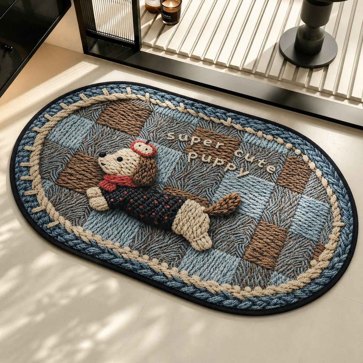 Cute Cartoon Dog-Themed Bath Mat — product view 2