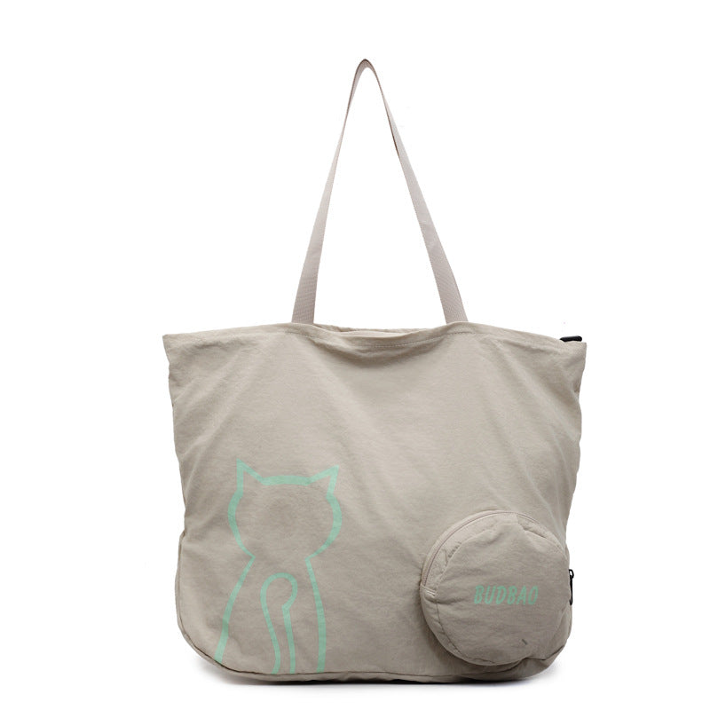 Tote bag with stylish cat design and generous storage space LoungeYard — product view 7
