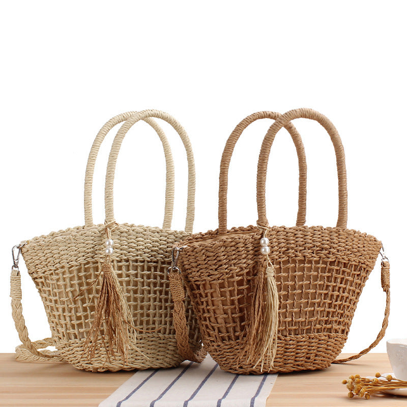 Elegant Bast Shoulder Bag with Tassels and Reinforced Handle LoungeYard — product view 2