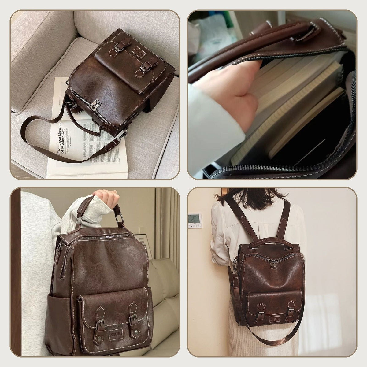 Multi-Functional Leather Backpack LoungeYard — product view 4