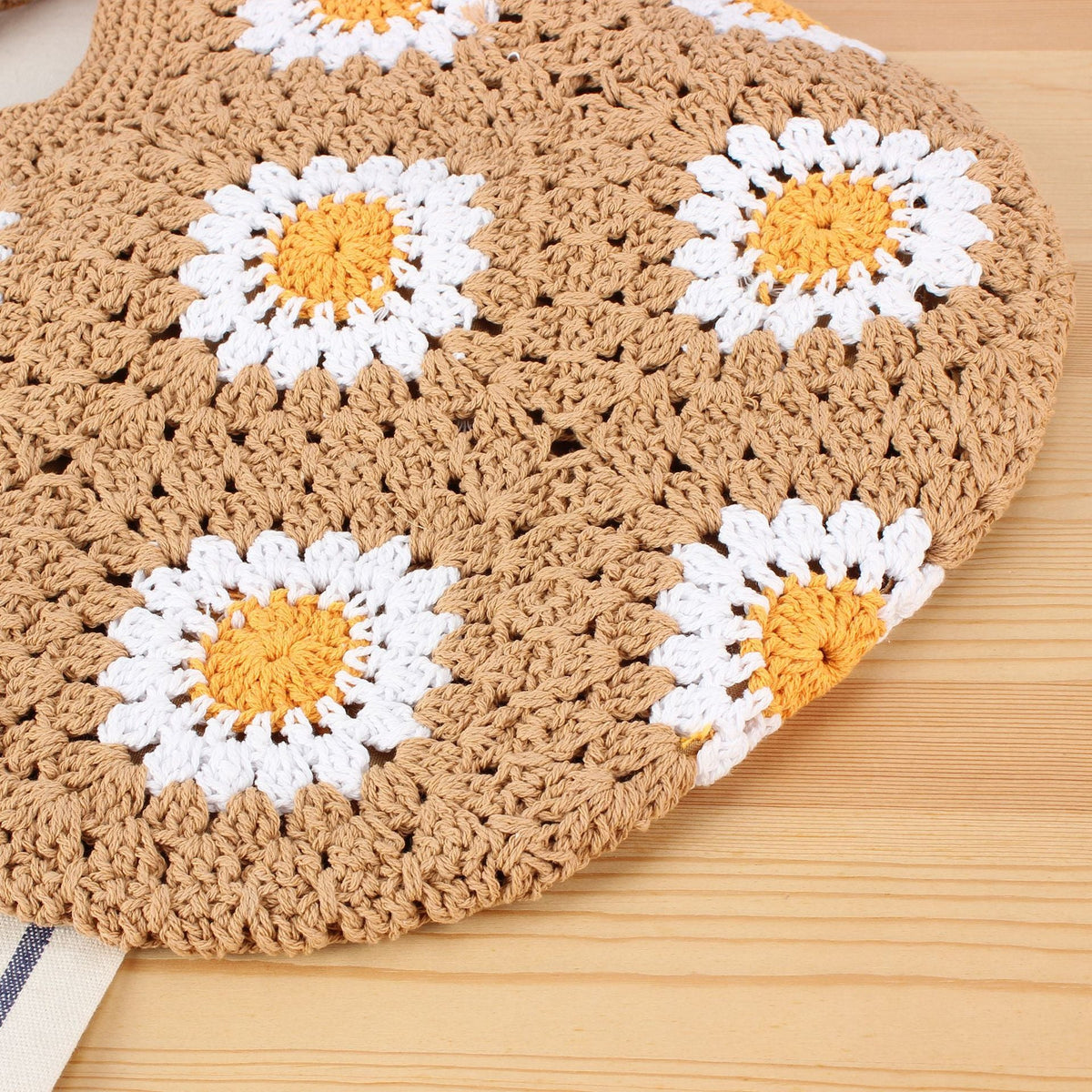 Handcrafted shoulder bag with floral crochet work LoungeYard — product view 4
