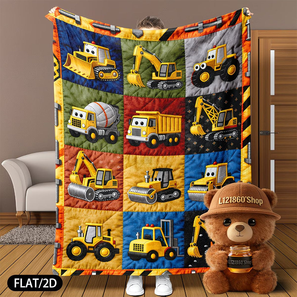 Construction-Themed Fleece Throw Blanket — product view 1