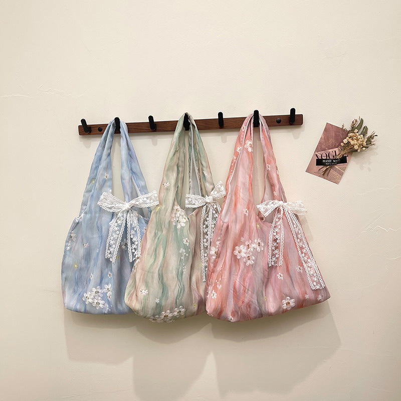 Elegant Floral Printed Shoulder Tote Bag LoungeYard — product view 4