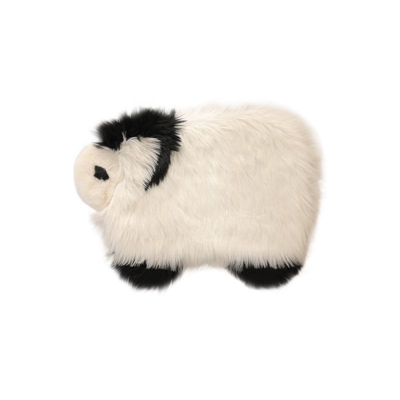 Plush cuddly pillow in sheep shape with dense artificial fur and soft polyester filling LoungeYard — product view 6