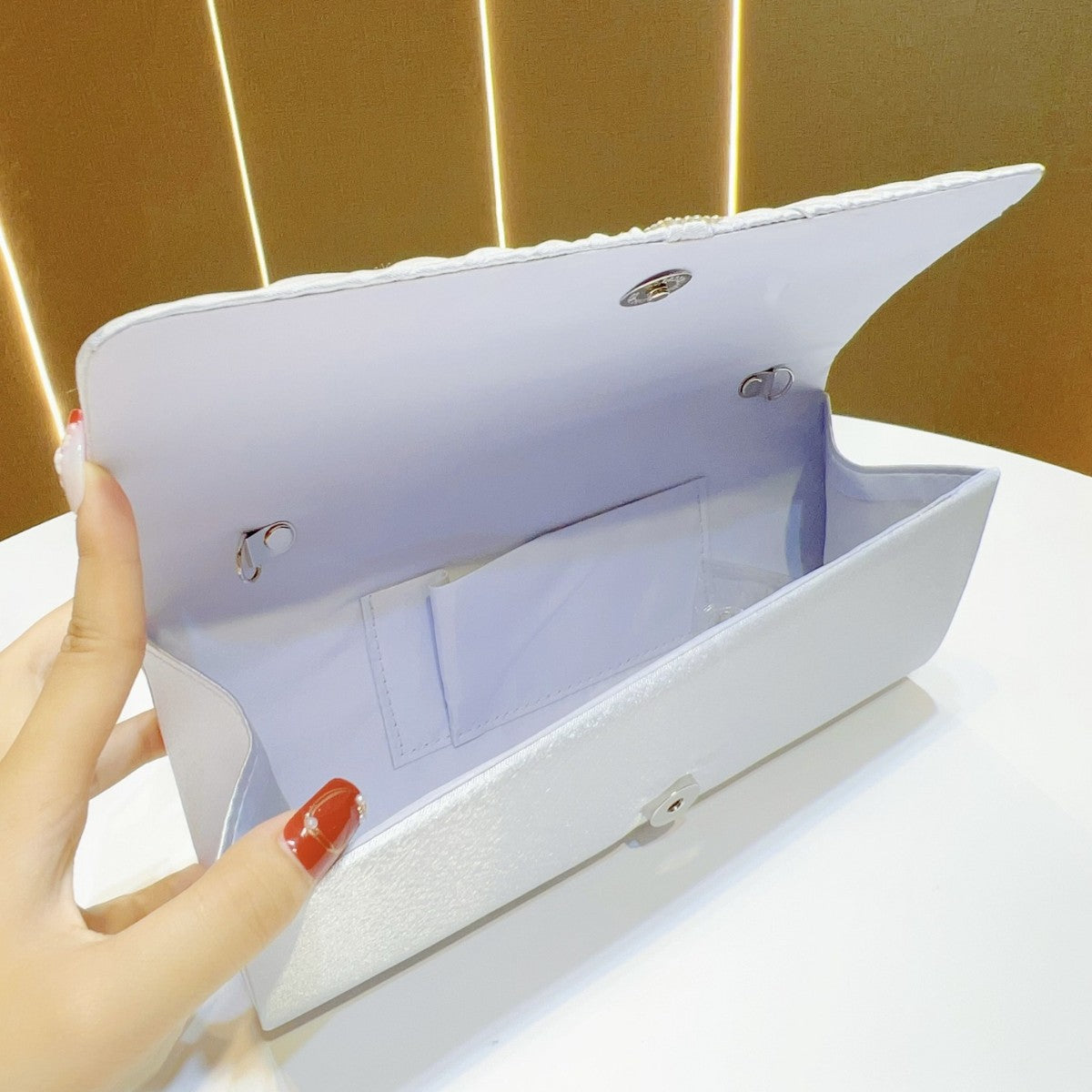 Pleated Satin Evening Clutch — product view 3