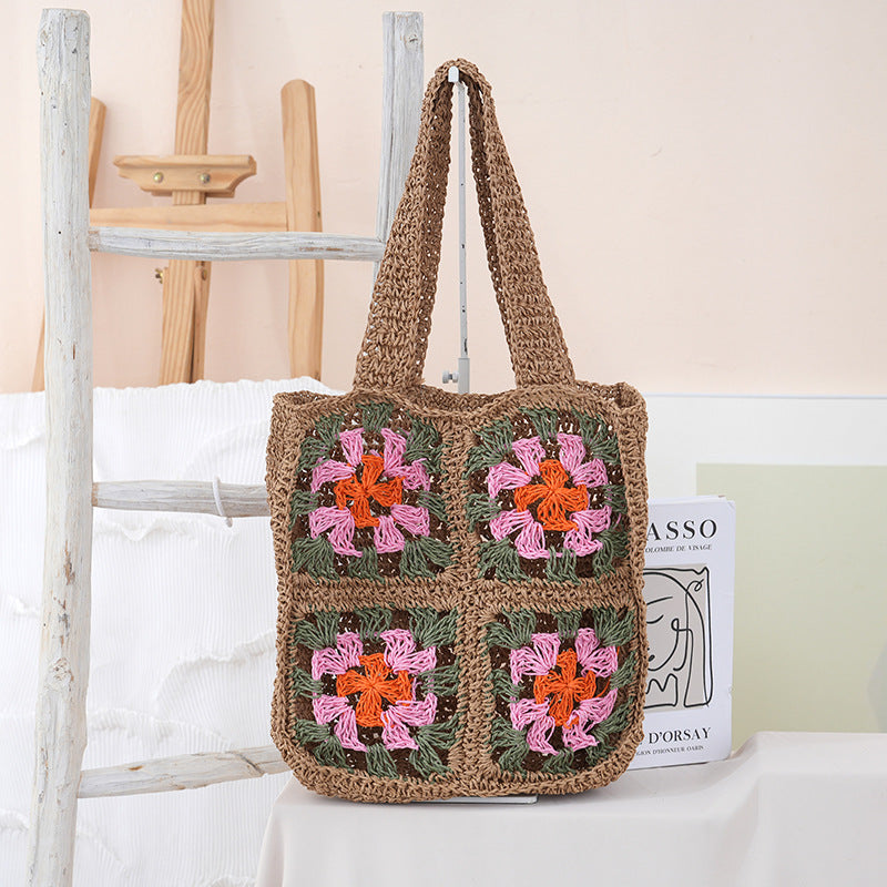 Handcrafted crochet bag with floral patterns LoungeYard — product view 2