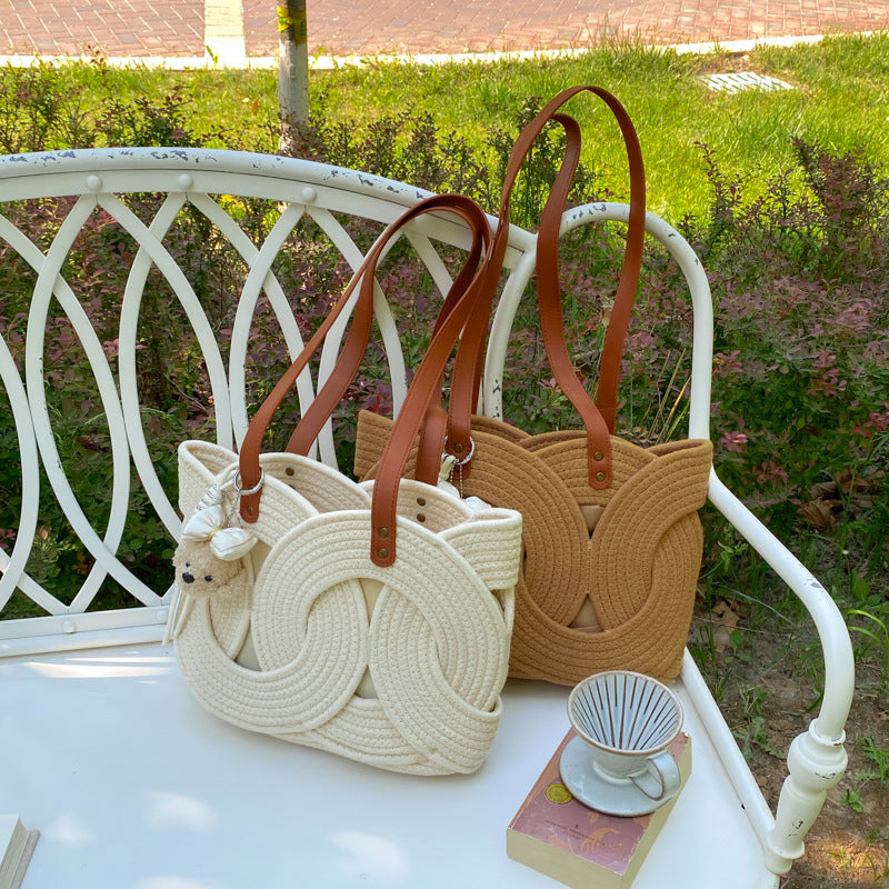 Designer shopping bag with decorative woven pattern LoungeYard — product view 4