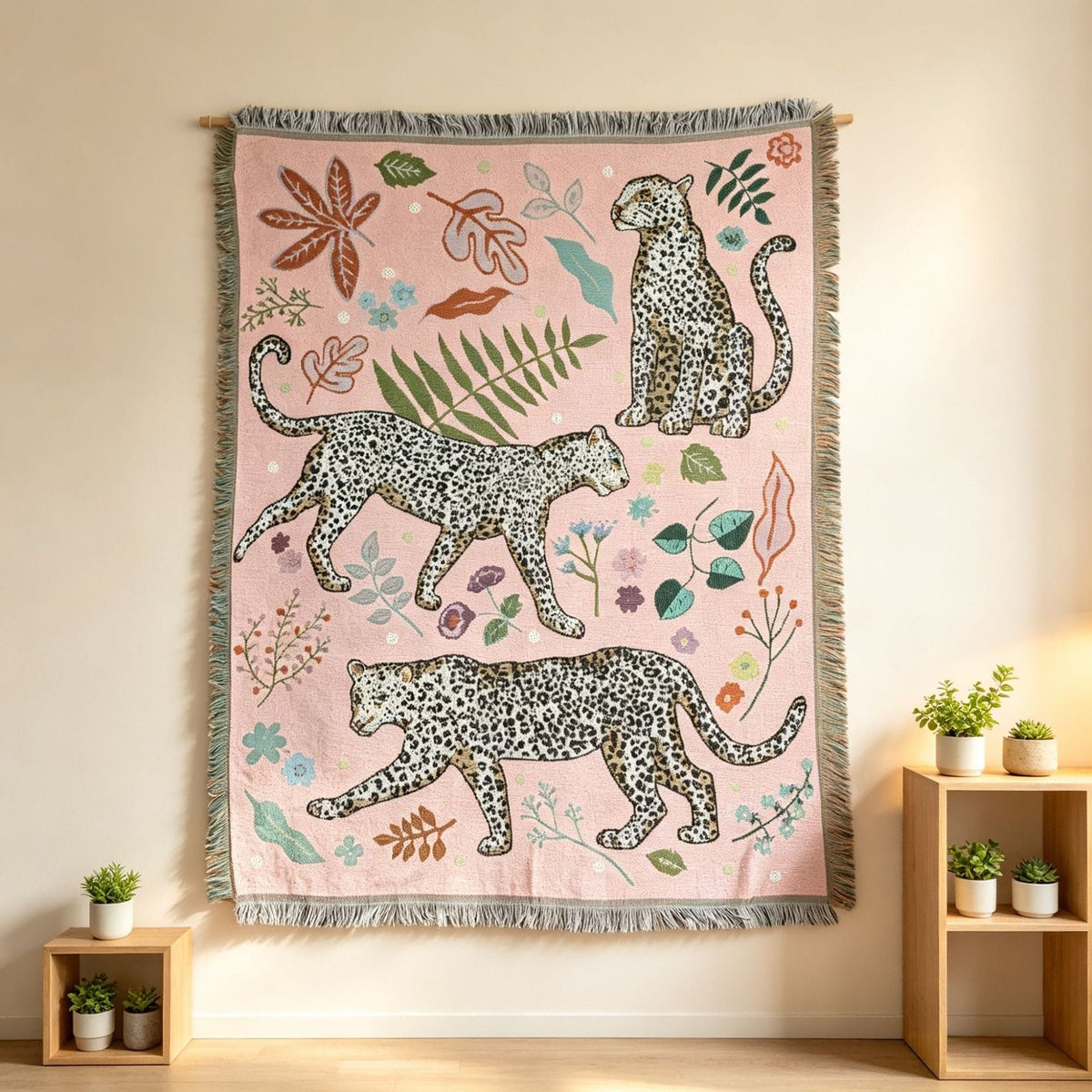 Artistic Leopard-Themed Tapestry Blanket — product view 6