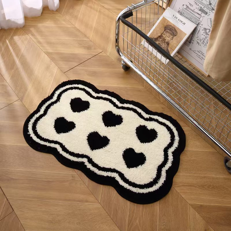 Heart-Shaped Decorative Plush Bath Mat Bowlift — product view 7