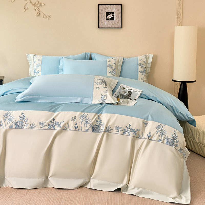 Luxurious bedding set with embroidered border and satin look — product view 7